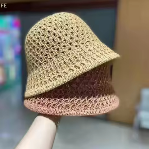 [F] Girls Sun Hat Wide Brim Floppy Summer Hats For Women Beach Panama Straw Dome Weave Bucket Hat Fe