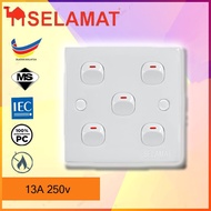 [BORONG] switch 5 GANG 1 WAY SIRIM JKR SELAMAT 2K-105 5G1W 1 2 3 4 5 gang gangs ways mind crown clip