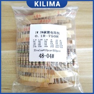 Resistor Film 300Pcs Carbon Assorted Kit 1W 5% 30Values X 10pcs Resistance 0.1-750 Ohm Set pxb 5%