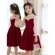 Children's Piano Performance Dress Red Dress Girl Princess Dress Flower Girl Wedding Little Girl Hos