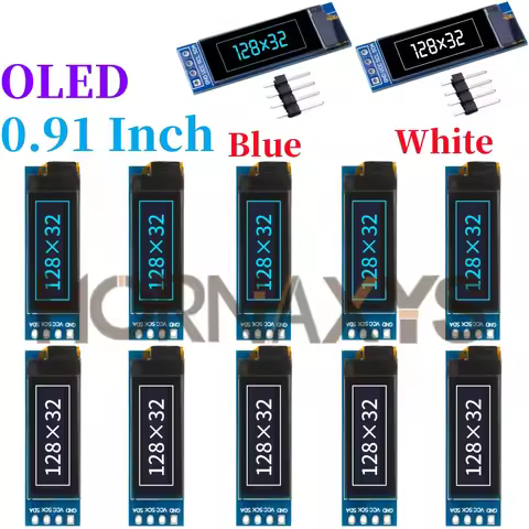 LCD 0.91 Inch I2C OLED Display 0.91 Inch 128x32 IIC I2C White / Blue OLED LCD Display DIY Module SSD