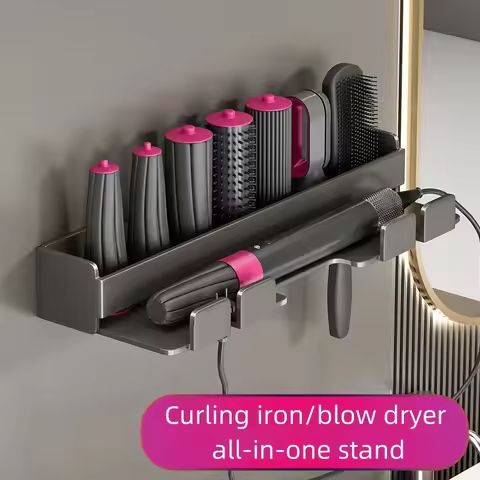 For Dyson Airwrap Wall Mounted Multifunctional Storage Rack Dyson Hair Stick Hair Dryer Shelf Bathro