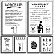 D7T2 Abstract Toilet Rules Poster Humour Picture Funny Bathroom Canvas Painting Wall Art WC Toilet R