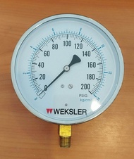 Weksler Pressure gauge Dial 4.5" Bottom brass 1/4" Dry แบบแห้ง