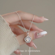 Agate Stone Flower Silver Necklace, 21Centimeters Silver Shop Necklace