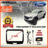 FORD RANGER T7 2016-2019 9" ANDROID CASING WITH CANBUS ANTENNA SOCKET (FREE PLUG AND PLAY CABLE)