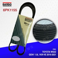 Bando Belt 6PK-1155 for Toyota Wigo 1.0L 1KR-VE ( 2013 - 2024 )