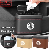 MG Multifunction Car Trash Can Garbage Dustbin Organizer Leather Storage Box For HS ZS EP MG5 MG3 MG