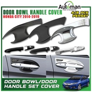 Door Bowl Handle Cover Honda City 2014 - 2019 Protector Guard Chrome Carbon Black Accessories