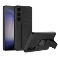 全城熱賣 - 適用於三星 Galaxy S24 5G GKK 膚感磨砂皮摺疊支架手機保護殼（黑色）