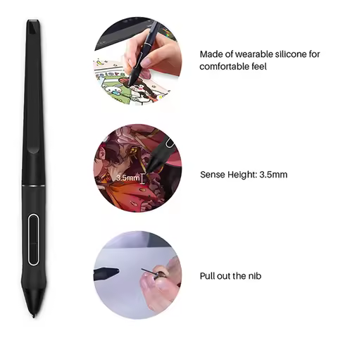 Best PW517 Digital Stylus Pen + 10-Pack Replacement Pen Nibs for Huion Kamvas 13, Kamvas Pro 24, Kam