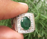 祖母綠戒指 尚比亞祖母綠 綠色 天然未加熱祖母綠 祖母綠飾品 男士戒指