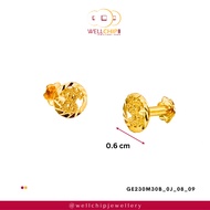 WELL CHIP Dollar Sign Gold Ladies Earstud- 916 Gold/Anting-anting Kancing Tanda Dolar - 916 Emas