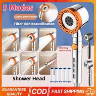 5-Mode High Pressure Shower Head Water Saving Filter Portable Handheld Shower Head Large Flow with F