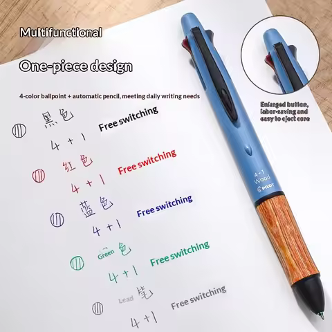 Japan Pilot Dr. GRIP 4+1 Multifunctional Ballpoint Pen&Mechanical Pencil Wooden Rod 0.5 Fluent Writi