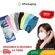 [6 Pcs/Bag] 𝐋𝐀𝐍𝐃𝐌𝐀𝐒𝐊 𝐁𝐋𝐔𝐄 𝟒 𝐏𝐥𝐲 𝟑𝐃 Face KF94 4D Mask Face Mask Gray/ Black/ Blue/ White Korean Upackaging