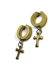 Bundora ant97 anting klipsalib sepasang tanpa tindik pria wanita hitam silver emas korea stainless a