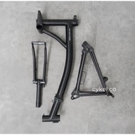 [✅Ori] Titanium Frame Set Fork Triangle Electro Plating Black Sepeda