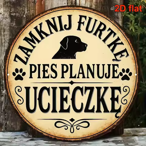 2D plane design, 2D plane printing, single-piece retro "Dog Escape Plan" wooden signboard