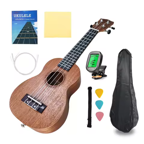 Dozzly 21-inch Ukulele Acoustic Ukulele Kit with Bag Strings Tuner Solid wood Students Beginner Gift