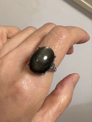 金曜石S 925通體純銀戒指  Golden Sheen Obsidian 925 Sterling Silver Ring ,rings,Bracelet,bracelets,pendant,pen