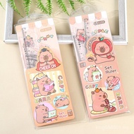 Student Stationery Capybara Ruler Children's Dedicated Stationery 4-Piece Set Plastic Ruler High-Val