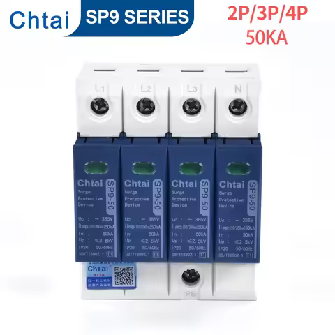 SP9 50KA T1+T2 Class1 type 1 SPD 2P 3P 4P Surge Protector 385VAC Din Rail House Surge protective dev