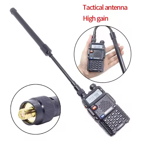 Gooseneck SMA-Female Dual Band 144/430Mhz Foldable CS Tactical Antenna For Baofeng Walkie Talkie Rad