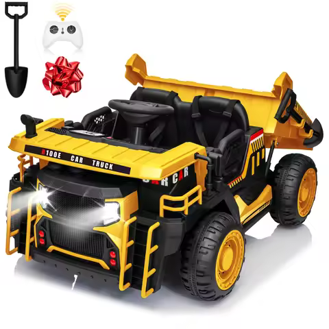 24V Ride on Toys w/Remote Control, 2 Seater 400W Ride on Dump Truck, Electric Powered Ride on w/Dump