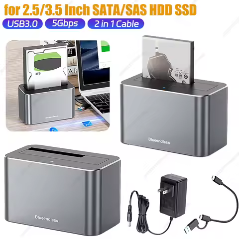 Hard Drive Dock SAS To USB 3.0 Adapter 5Gbps Reader Converter Docking Station Support Up To 20TB for