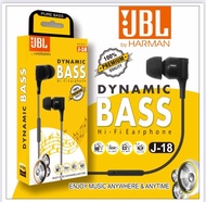 Handset / Headset / HF EarPods / HiFi Handsfree Earphone JBL J-18 ORIGINAL BY HARMAN FULL BASS+ SUPER MEGABIGBAS