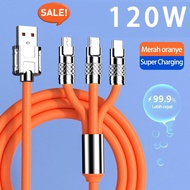 IPHONE Car charging cable home Titanium alloy silicone charging cable 3-in-1 ultra-durable safe USB 
