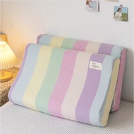 Premium Washed Cotton Latex Pillowcase 1pc Japanese Style Pillow Protector Cover with Zip Colorful Rainbow 乳胶枕头套