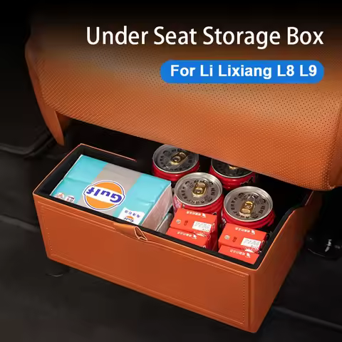 Under Seat Storage Organizer Box for Li Lixiang L8 L9 2022 2023 2024 Car Rear Row Leather Felt Tray 