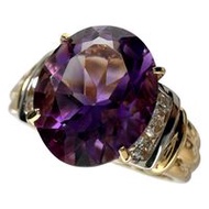 Size 10.5, 2.65ct amethyst, 0.14ct diamond, 4.9g, 18K gold/Pt900 platinum, women's ring