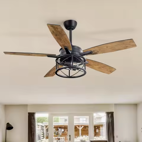 52 Inch indoor Farmhouse Ceiling Fans With Lights and Remote Control