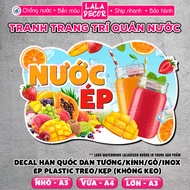 Waterproof Juice Wall Sticker Pre-Adhesive/Plastic Juice Decal, Shop Decoration Decal F44-12