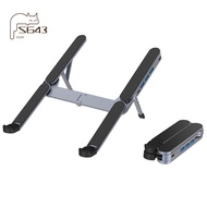2in1 Foldable Laptop Stand & USB C Hub Adjustable Holder Multi Port USB C Docking Station for 10-17 