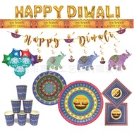 Diwali Disposable Cutlery Paper Plates Cups Tissues Deepavali Decoration Item Party Balloon Party Mealsa