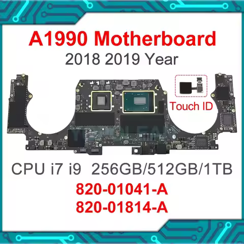 Original A1990 Motherboard For Macbook Pro 15" A1990 Logic Board With Touch ID i7 i9 16GB 32GB 2018 