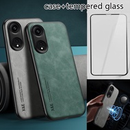 cellphone case oppo reno 8t 5g case reno 8t 4g Luxury Leather soft case shockproof reno8t phone case with tempered glass