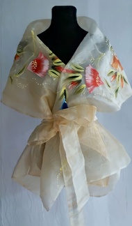 Filipiniana wrap arround dress alampay ( hand paint)