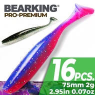 BEARKING Silicone Shiner Soft Plastic Artificial Baits (75mm/2g x 16 Pcs)