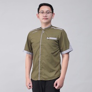 Baju Koko Pria Lengan Pendek Motif Yisunsin Warna Hijau Army