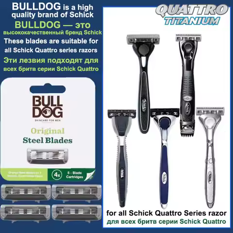 4 Blades Bulldog 5 Layers Blade Suitable For All Schick Quattro Series Razors Men's Safety Shaver Re