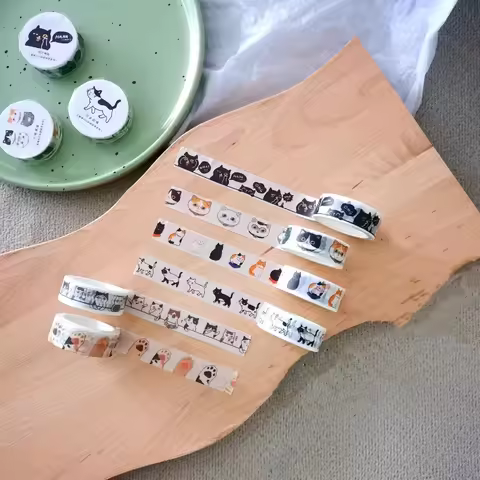 1Pcs/6pcs Creative Cute Cat Washi Paper Tape Decorative Tape Girl Cute Collage Basic Hand Account De