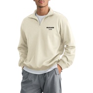 Rucass 1989 Beige Fleece Long Sleeve Casual High Neck Half Zip Sweater Sweater Men