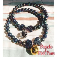 Elastic Black Pearl Cat Necklace - Black Pearl Elastic Cat Necklace - Gemoy Cat Necklace - Cogan Cat