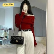 Hx Design Sense One-Shoulder Sweater Women's Pure Desire Style Off-the-