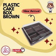 E-44 PLASTIC CAKE BOX BROWN BASE 4HOLE 50PCS